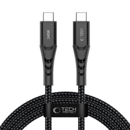 USB-C Data- og ladekabel - USB-C Tech-Protect UB11T Ultraboost, 240W, 2m, Svart