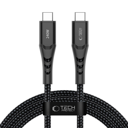USB-C Data- og ladekabel - USB-C Tech-Protect UB11T Ultraboost, 240W, 2m, Svart