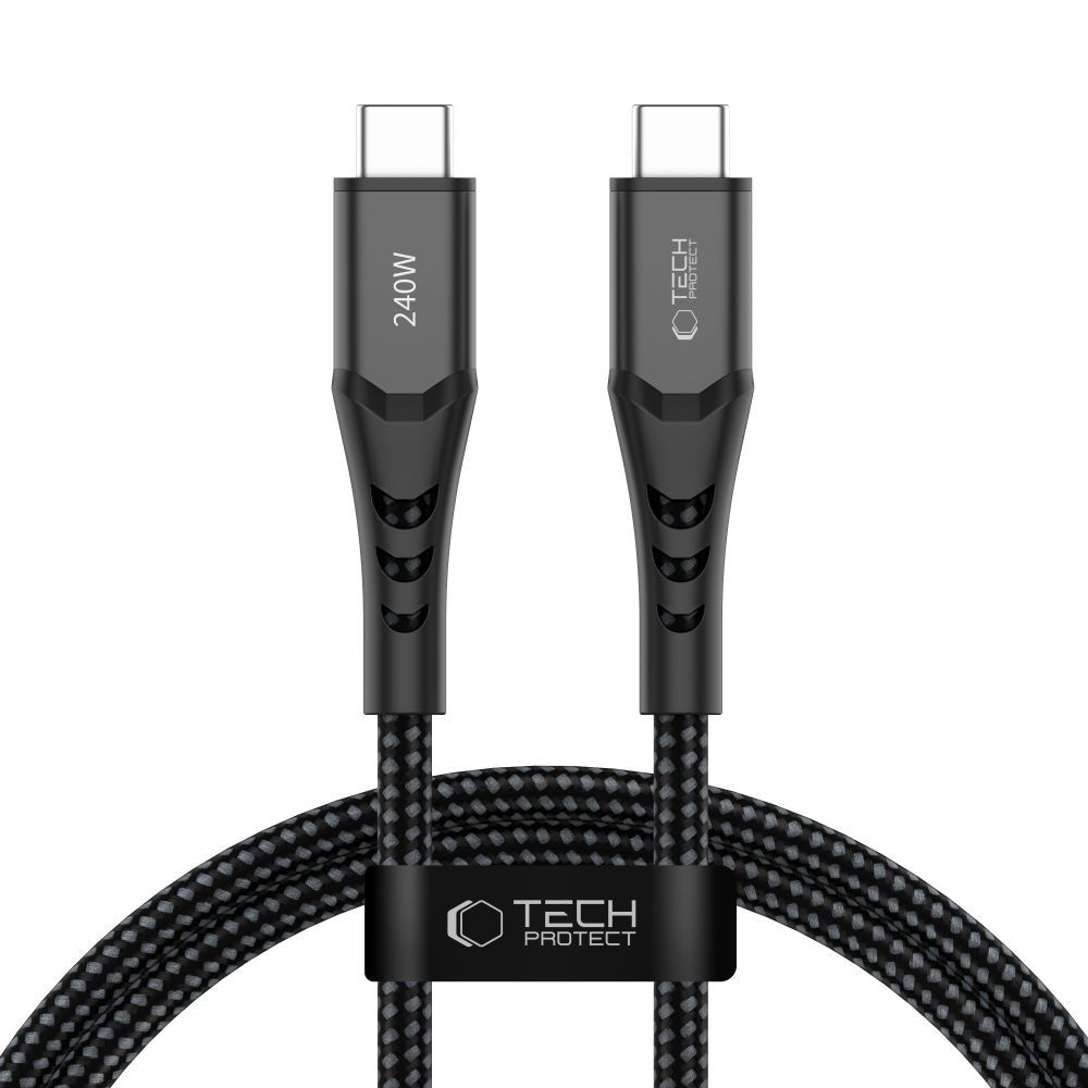 USB-C Data- og ladekabel - USB-C Tech-Protect UB11T Ultraboost, 240W, 1m, Svart