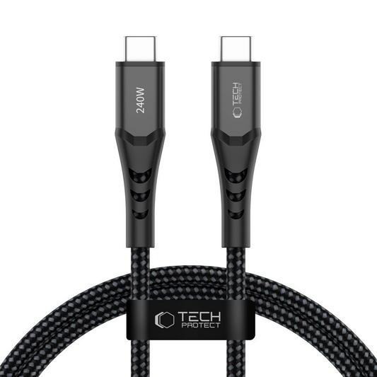 USB-C Data- og ladekabel - USB-C Tech-Protect UB11T Ultraboost, 240W, 1m, Svart