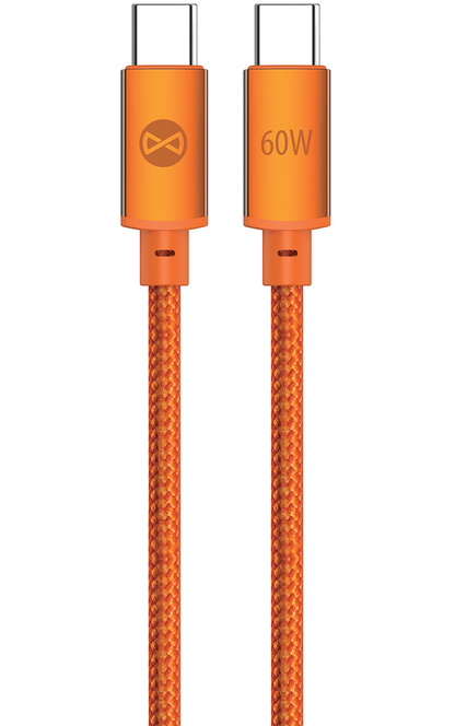 USB-C Data- og ladekabel - USB-C Forever Saffron, 60W, 1m, Oransje