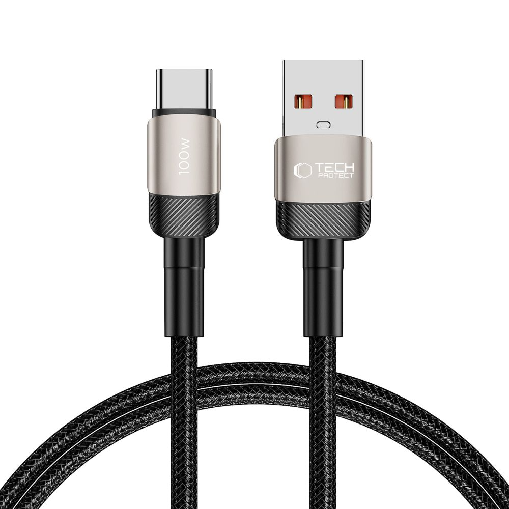 USB-A til USB-C data- og ladekabel Tech-Protect Ultraboost EVO, 100W, 1m, Sølv