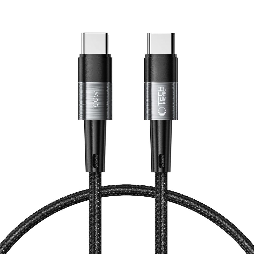 USB-C Data- og ladekabel - USB-C Tech-Protect Ultraboost, 100W, 0,25m, Grå