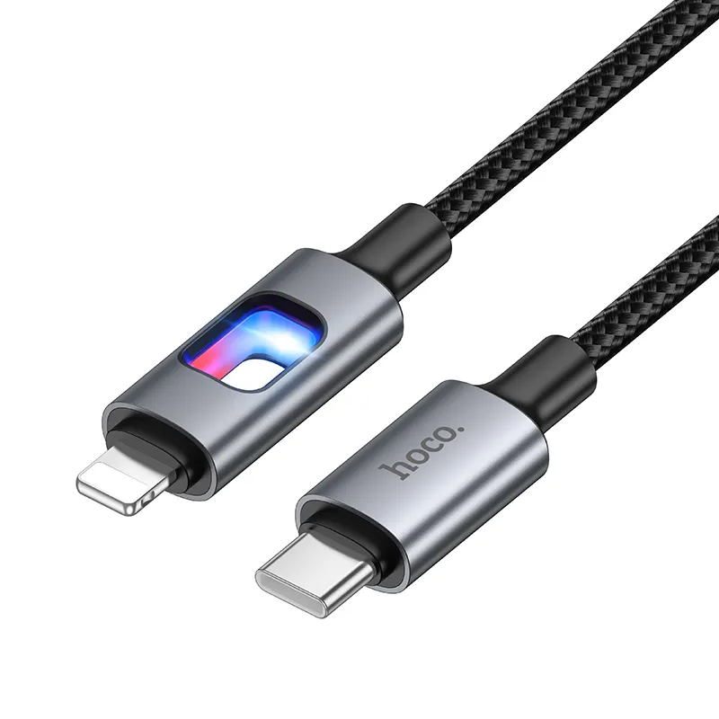 USB-C til Lightning data- og ladekabel HOCO U144 Led, 27W, 1,2m, svart
