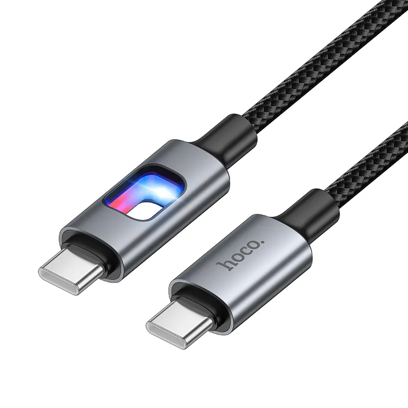 USB-C Data- og ladekabel - USB-C HOCO U144 Led, 60W, 1,2m, Svart