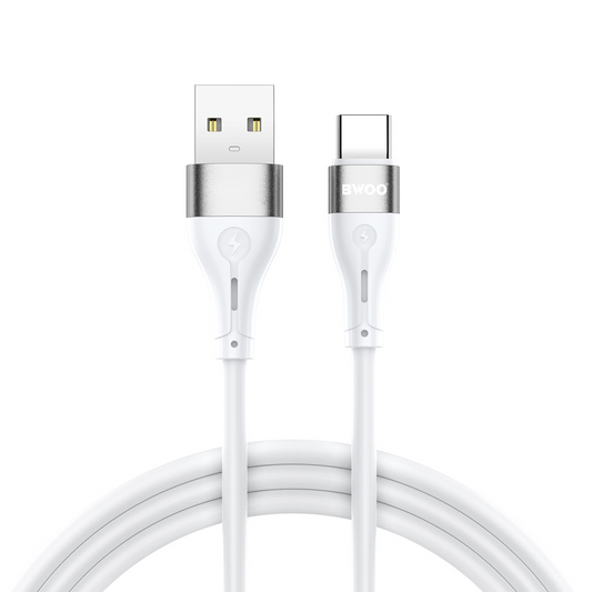 USB-A til USB-C data- og ladekabel BWOO X280C, 15W, 1m, hvit