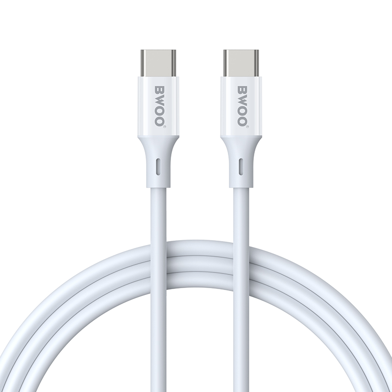 USB-C data- og ladekabel - USB-C BWOO BO-X283CC-2M, 60W, 2m, hvit