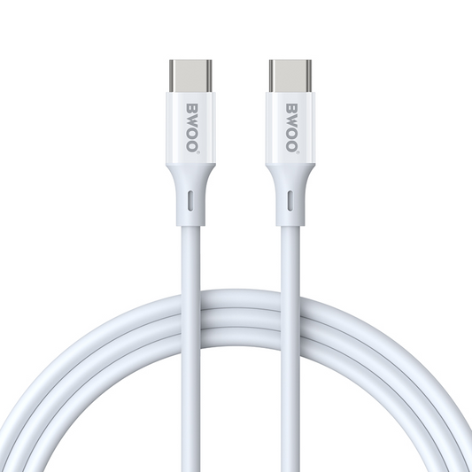 USB-C data- og ladekabel - USB-C BWOO BO-X283CC-2M, 60W, 2m, hvit