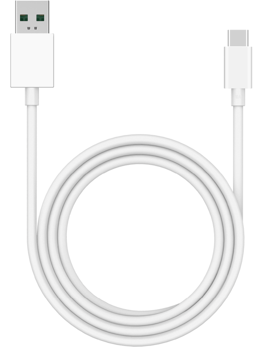 USB-A til USB-C data- og ladekabel Oppo DL129, 1m, hvit 611602000006