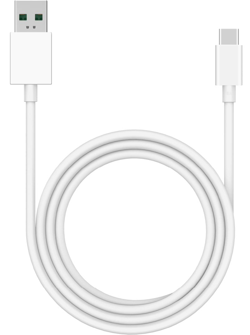 USB-A til USB-C data- og ladekabel Oppo DL154, 1m, hvit 611602000020