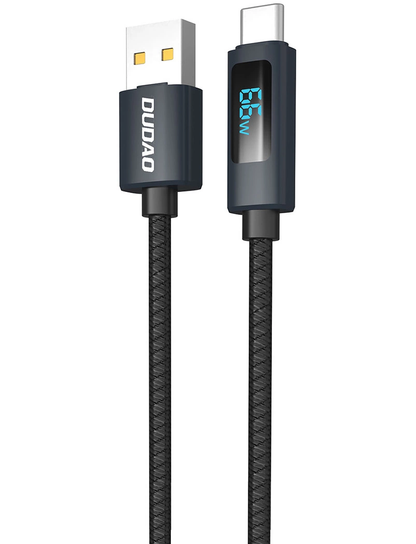 USB-A til USB-C Dudao L7T Display datakabel og ladekabel, 66W, 1m, svart