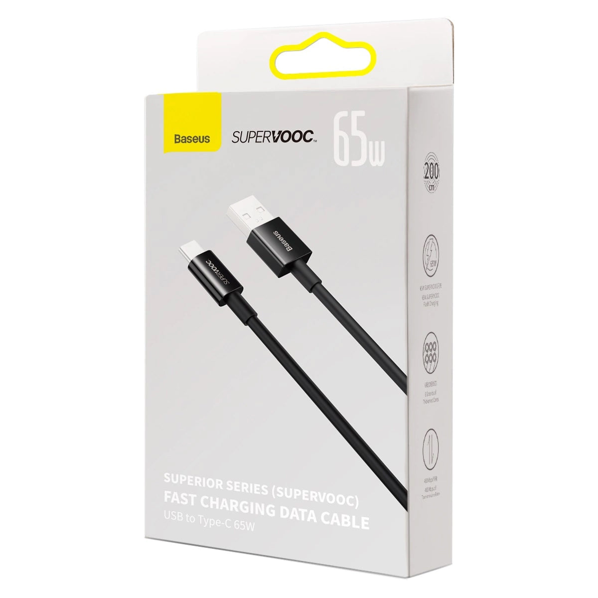 USB-A til USB-C data- og ladekabel Baseus Superior Series, 65W, 2m, Svart CAYS001001