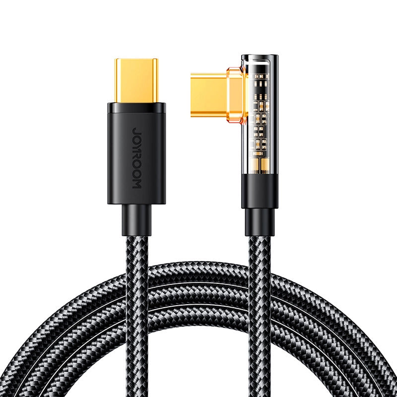 USB-C til USB-C data- og ladekabel Joyroom S-CC100A6 Angled, 100W, 1.2m, Svart