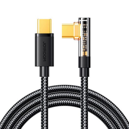 USB-C til USB-C data- og ladekabel Joyroom S-CC100A6 Angled, 100W, 1.2m, Svart