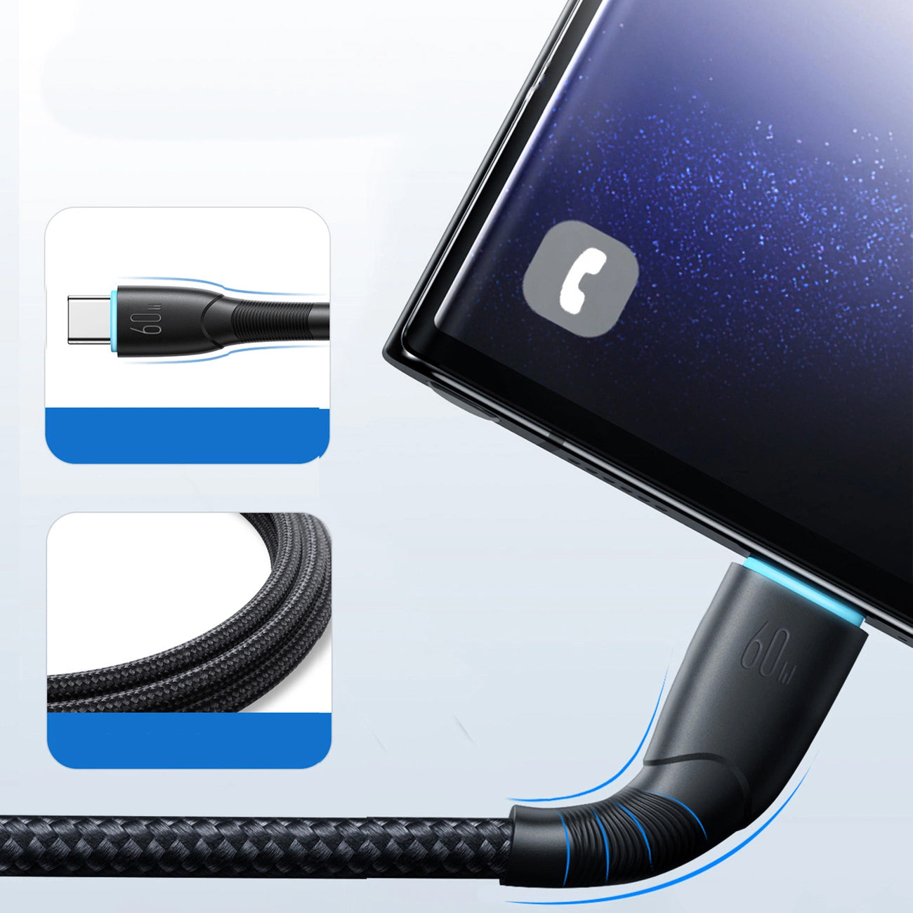 USB-C til USB-C data- og ladekabel Joyroom S-A32, 60W, 1m, Svart