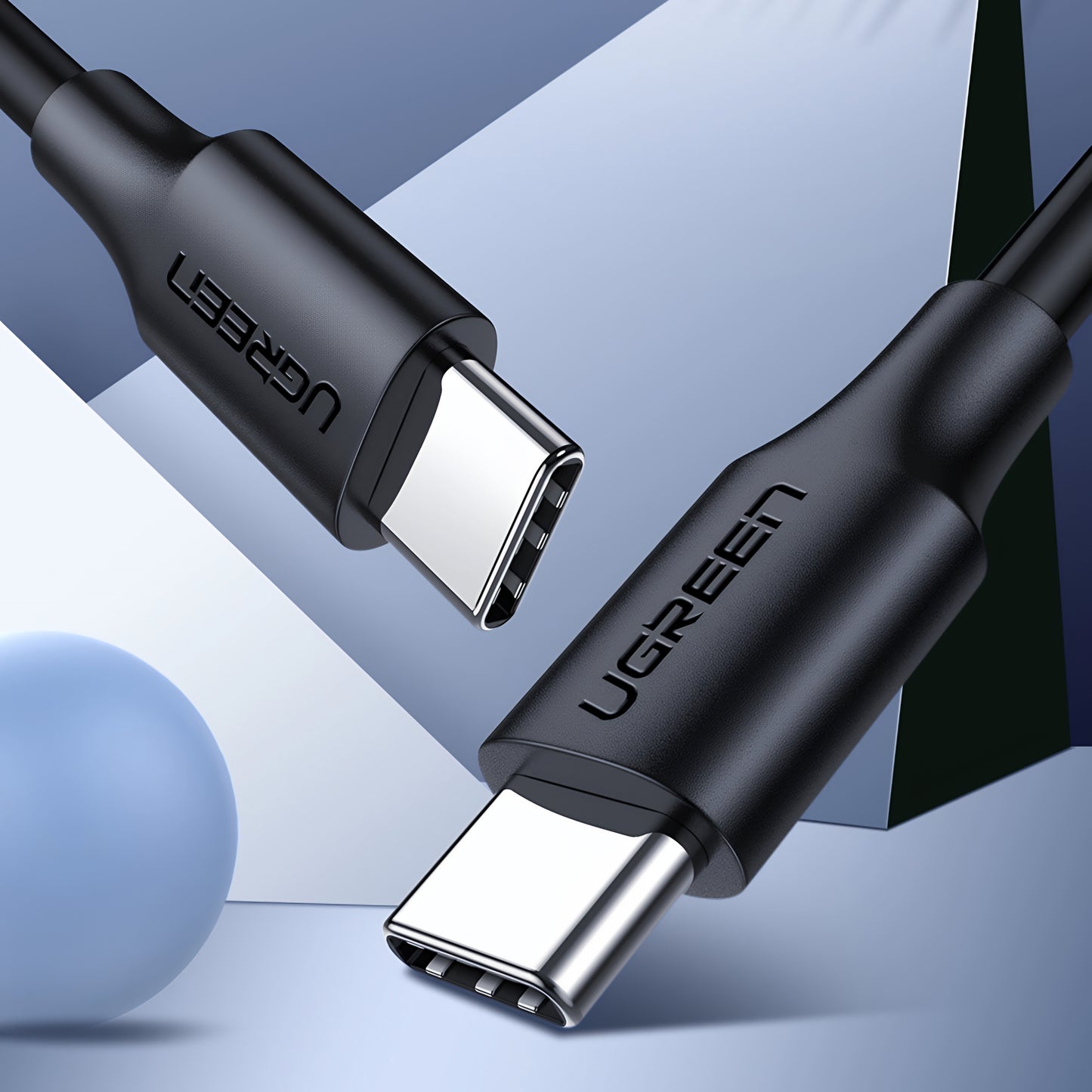 USB-C til USB-C data- og ladekabel UGREEN US286, 60W, 3m, Svart