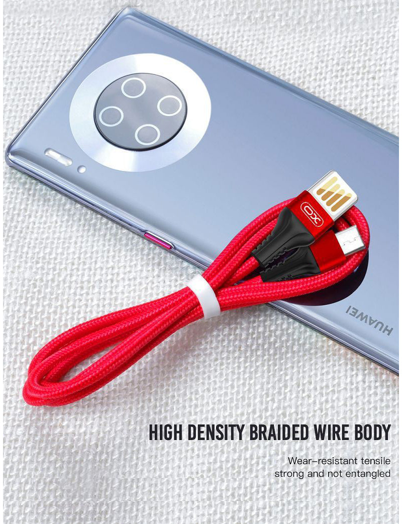 USB-A - microUSB Data- og Ladekabel XO Design NB118, 18W, 1m, Rød