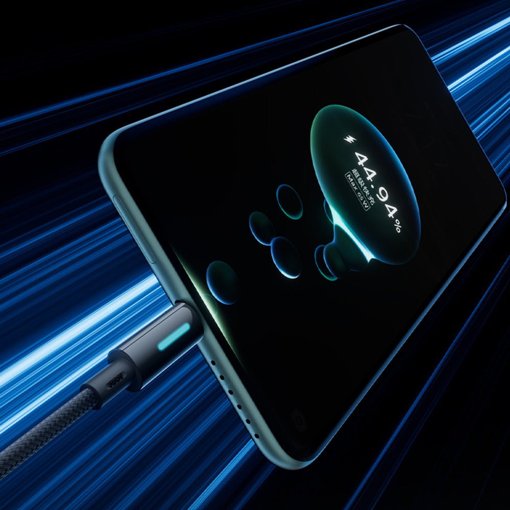 USB-A - USB-C Baseus Lit Button Control data- og ladekabel, 100W, 2m, Svart P10379002121-01