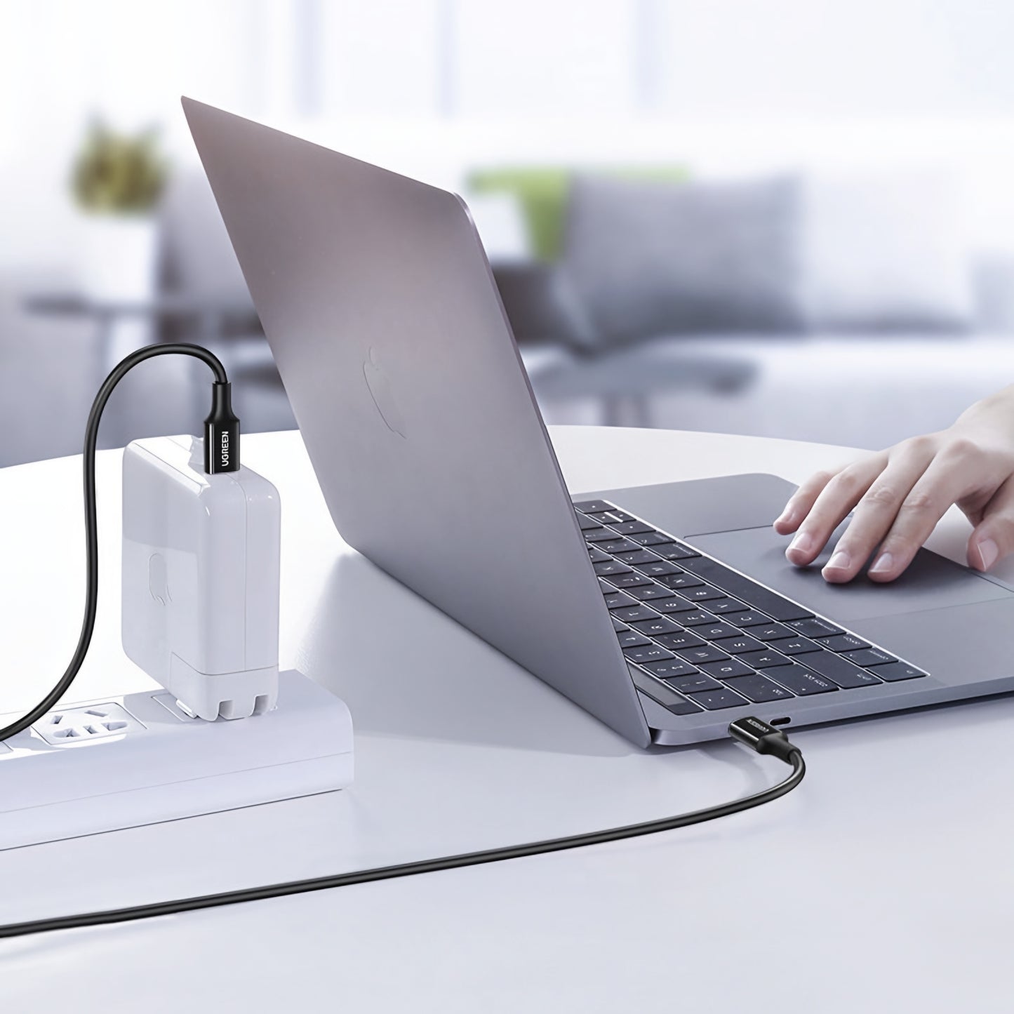 USB-C til USB-C data- og ladekabel UGREEN US300, 100W, 2m, Hvit