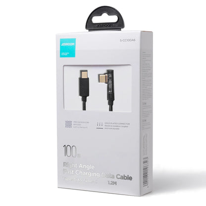 USB-C til USB-C data- og ladekabel Joyroom S-CC100A6 Angled, 100W, 1.2m, Svart