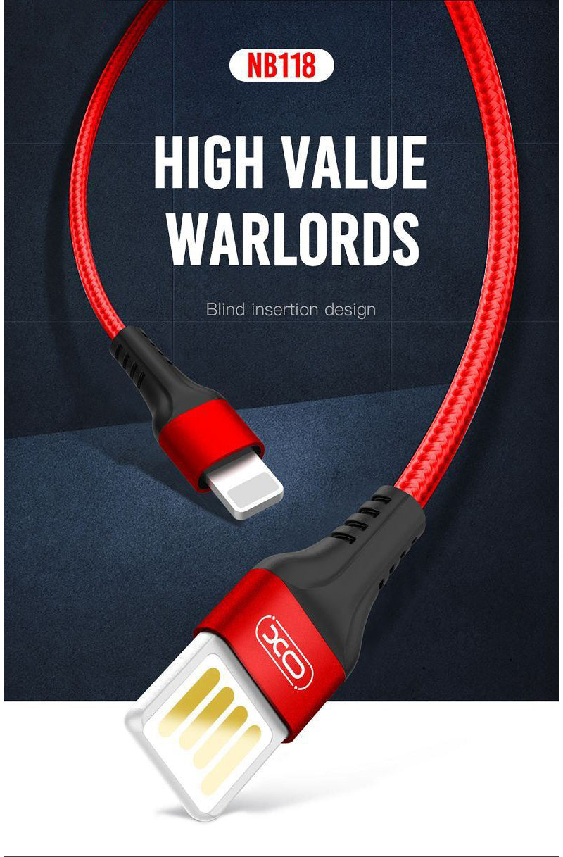 USB-A - microUSB Data- og Ladekabel XO Design NB118, 18W, 1m, Rød