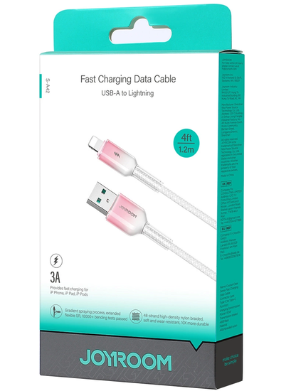 USB-A til Lightning data- og ladekabel Joyroom S-A42, 18W, 1,2m, hvit