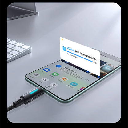 USB-A - USB-C Baseus Lit Button Control data- og ladekabel, 100W, 2m, Svart P10379002121-01