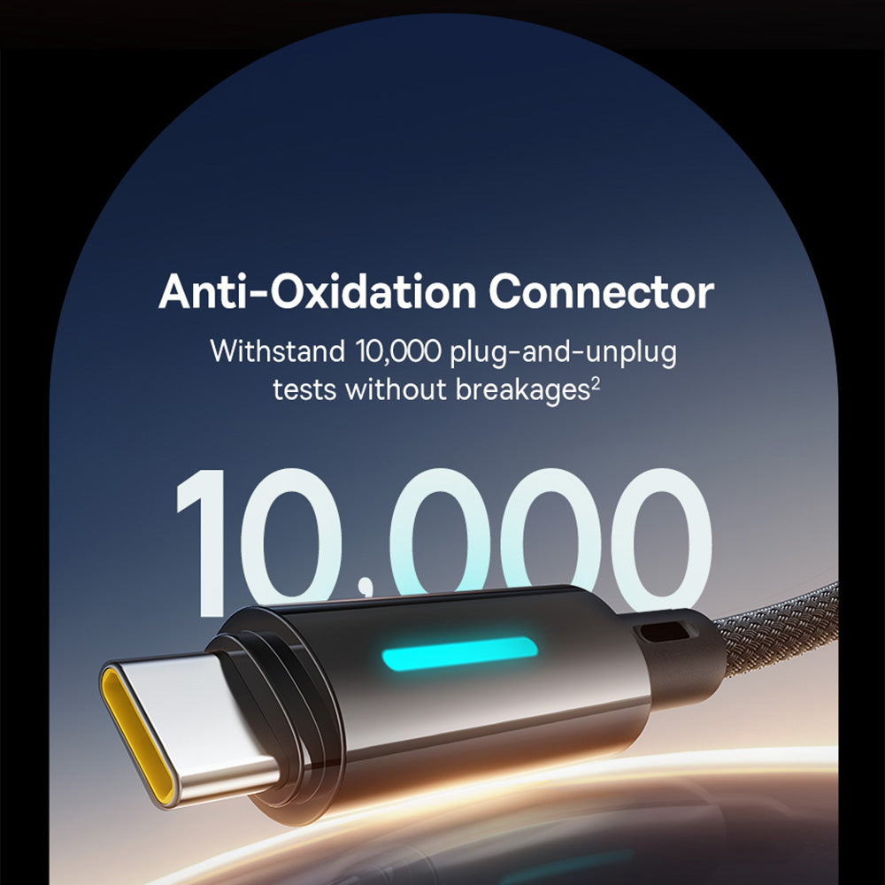 USB-A - USB-C Baseus Lit Button Control data- og ladekabel, 100W, 2m, Svart P10379002121-01