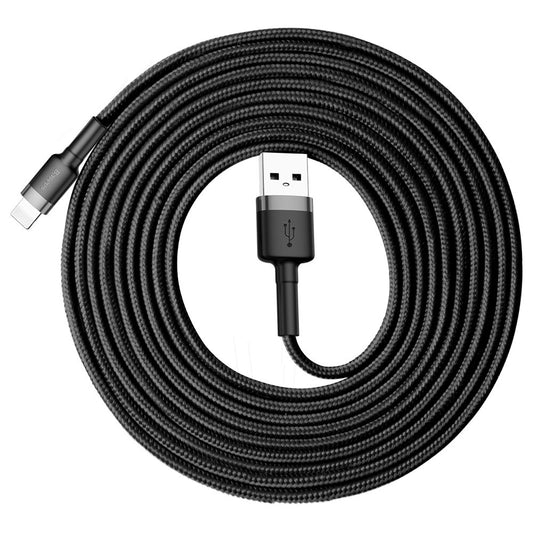 USB-A - Lightning Baseus Cafule data- og ladekabel, 18W, 3m, Grå CALKLF-RG1