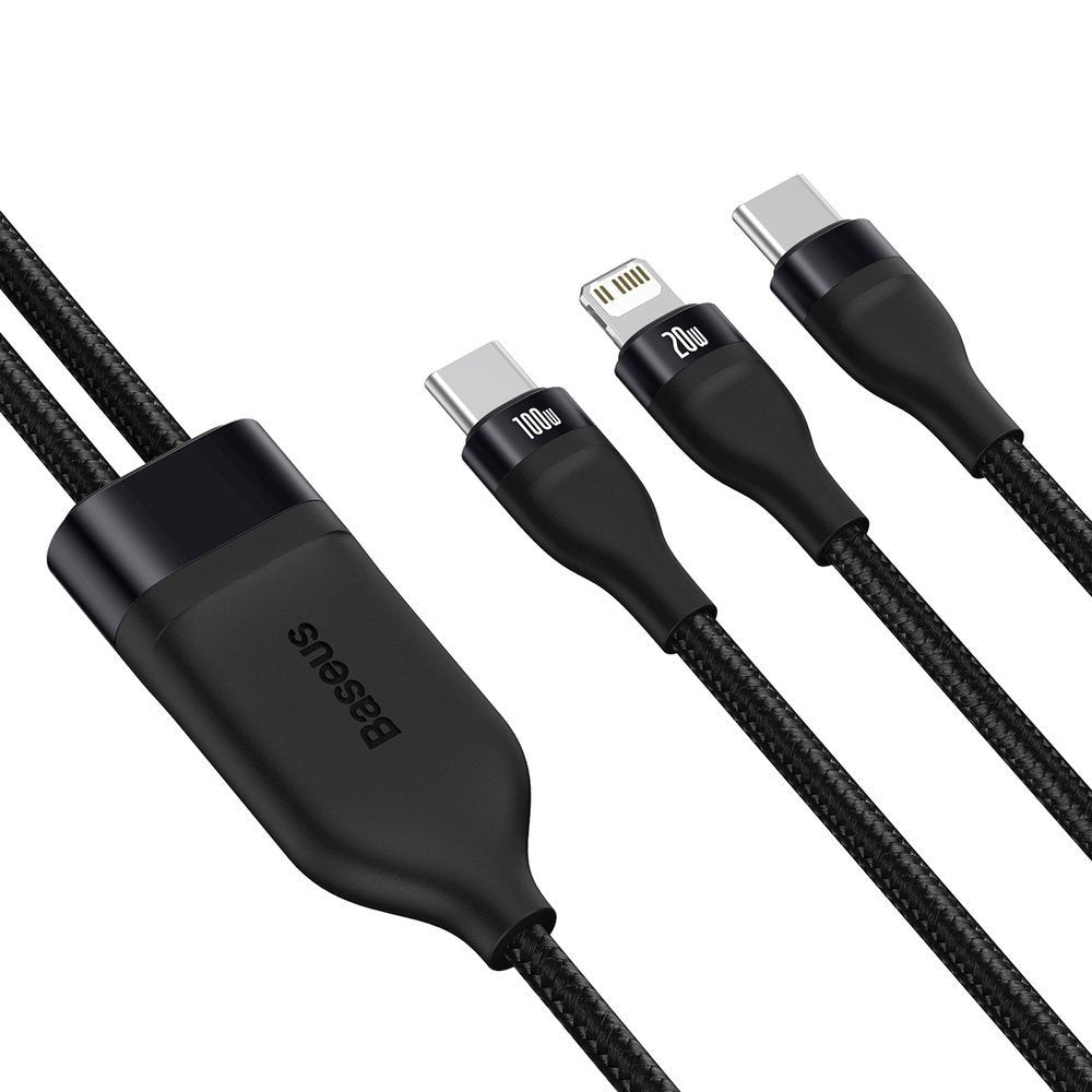 USB-C - Lightning / USB-C Baseus Flash Series 2in1, 100W, 1.2m, Svart CA1T2-F01