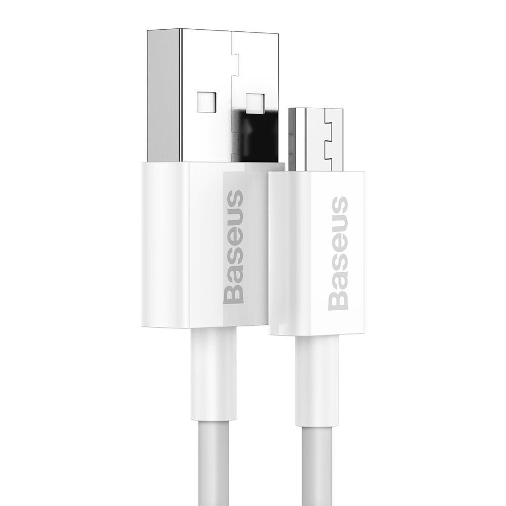 USB-A - microUSB Baseus Superior Series data- og ladekabel, 18W, 2m, Hvit CAMYS-A02