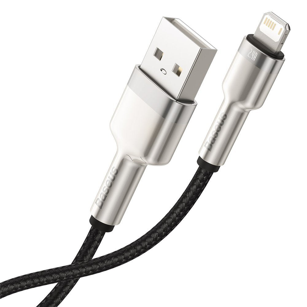 Data- og ladekabel USB-A - Lightning Baseus Cafule Metal Series, 18W, 2m, Svart CALJK-B01