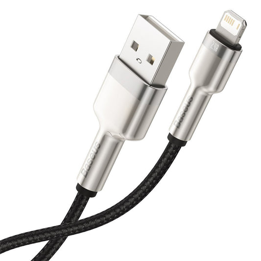 Data- og ladekabel USB-A - Lightning Baseus Cafule Metal Series, 18W, 2m, Svart CALJK-B01