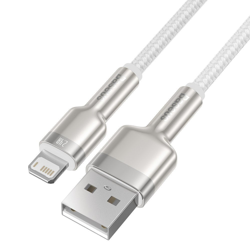 USB-A - Lightning Baseus Cafule Metal Series data- og ladekabel, 18W, 2m, Hvit CALJK-B02