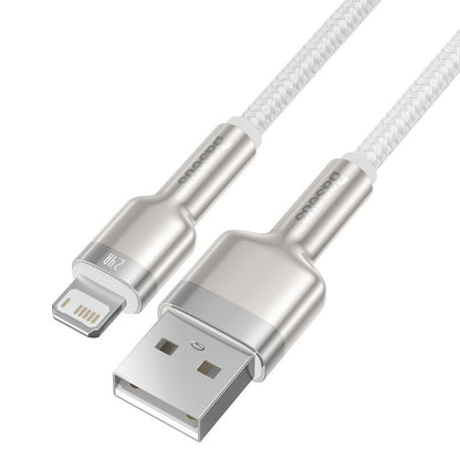 USB-A - Lightning Baseus Cafule Metal Series data- og ladekabel, 18W, 2m, Hvit CALJK-B02