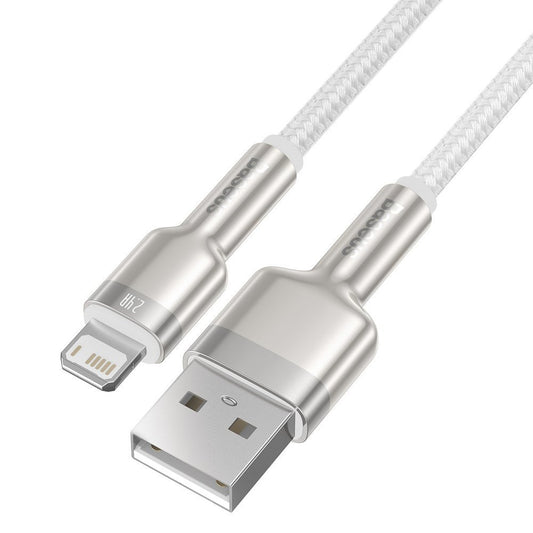 USB-A - Lightning Baseus Cafule Metal Series data- og ladekabel, 18W, 2m, Hvit CALJK-B02