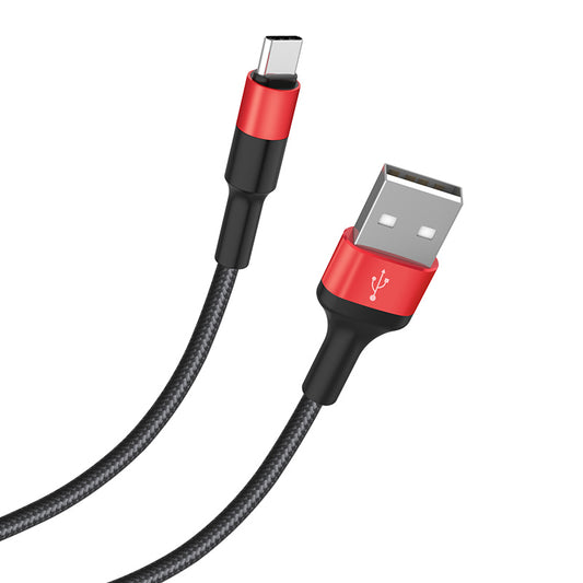 USB-A til USB-C data- og ladekabel HOCO X26 Xpress, 18W, 1m, Svart Rød