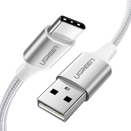 USB-A - USB-C UGREEN US288 data- og ladekabel, 18W, 1m, Hvit