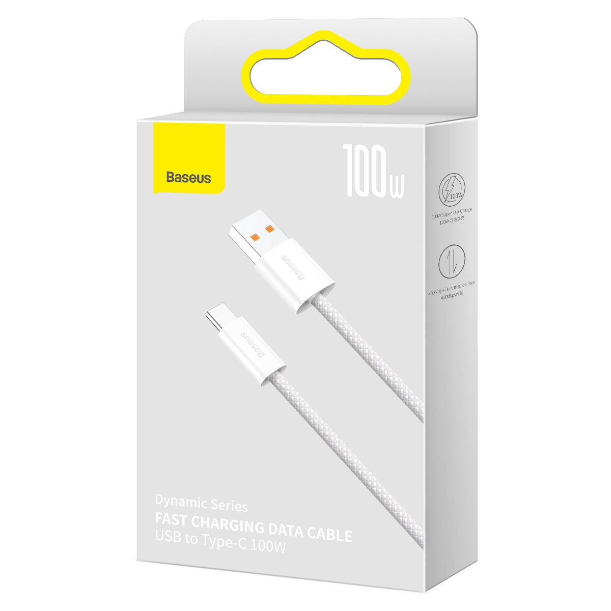 USB-A - USB-C Baseus Dynamic Series data- og ladekabel, 100W, 1m, Hvit CALD000602
