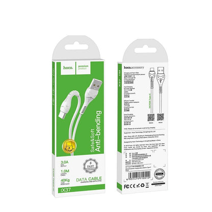 Data- og ladekabel USB-A - USB-C HOCO X37, 18W, 1m, Hvit