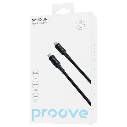USB-C data- og ladekabel - USB-C Proove Speed Line, 240W, 1m, Svart
