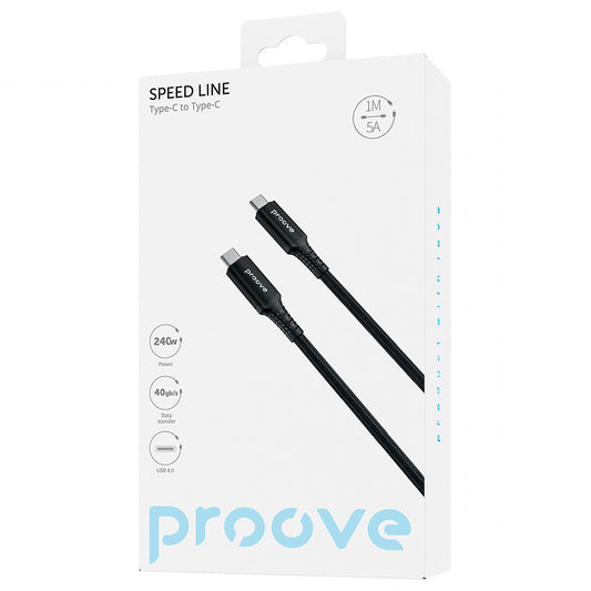 USB-C data- og ladekabel - USB-C Proove Speed Line, 240W, 1m, Svart