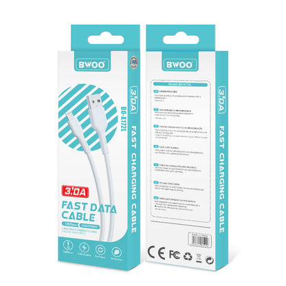 USB-A - Lightning Data- og Ladekabel BWOO X172L, 18W, 1m, Hvit