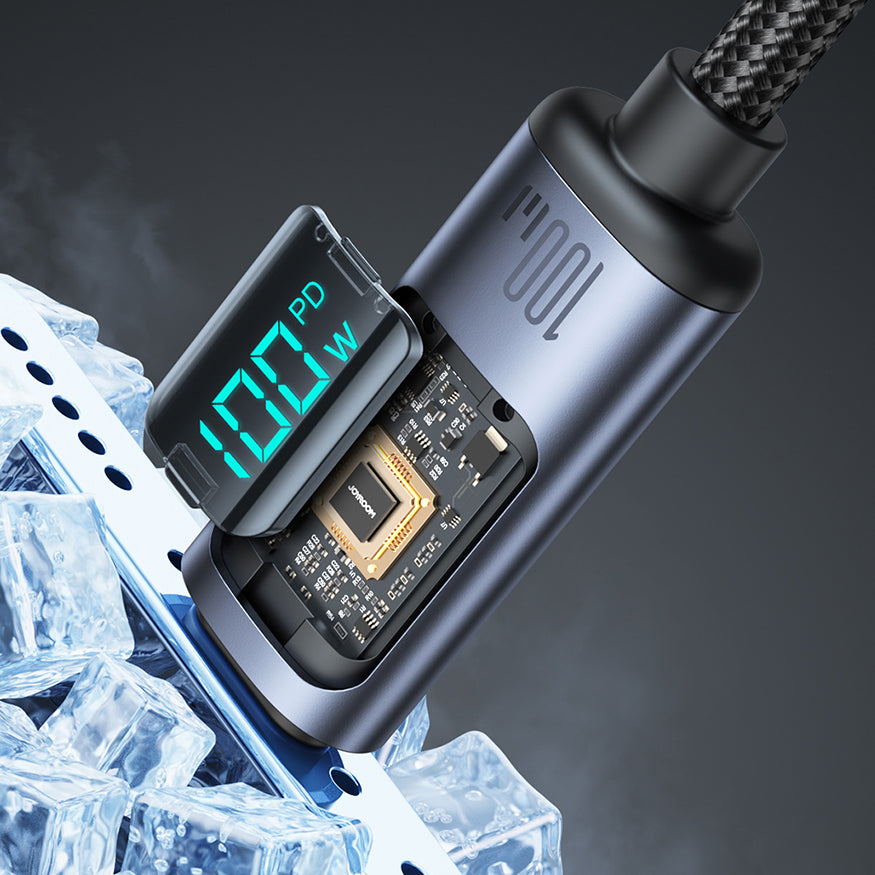 USB-C til USB-C data- og ladekabel Joyroom S-A16 Prism Display, 100W, 1.2m, Svart