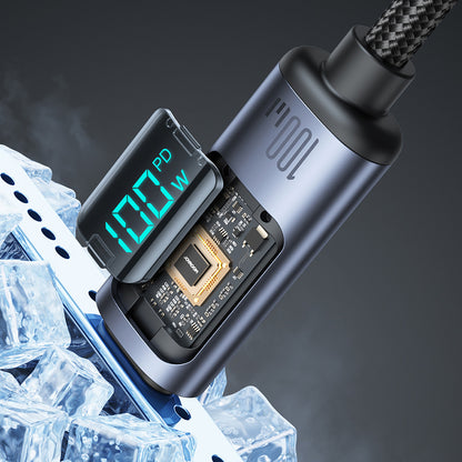USB-C til USB-C data- og ladekabel Joyroom S-A16 Prism Display, 100W, 1.2m, Svart