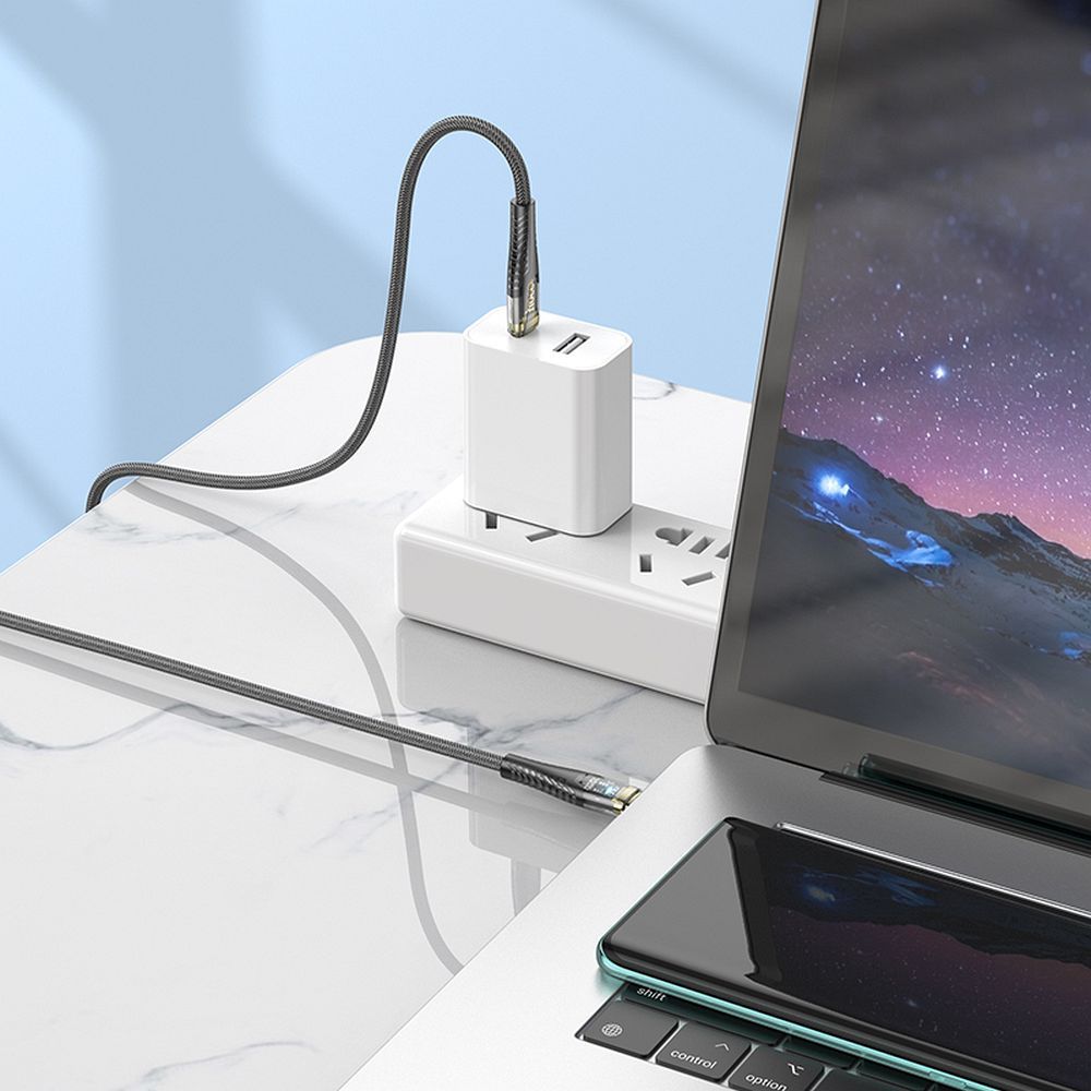 USB-C til USB-C data- og ladekabel HOCO U121, 60W, 1.2m, Svart