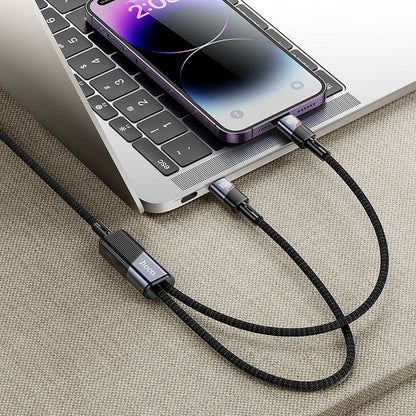 USB-C - Lightning / USB-C HOCO U139 2in1 data- og ladekabel, 100W, 1.2m, Svart