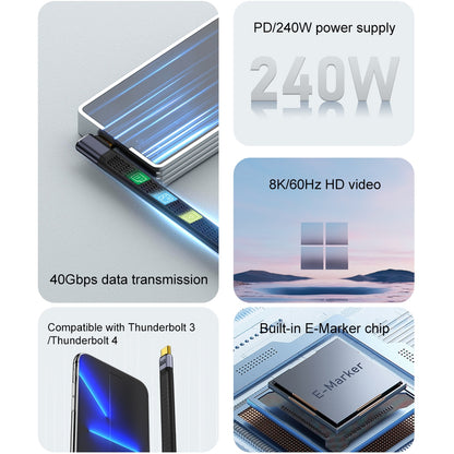 USB-C til USB-C OEM Angled 8K Video Version 3 data- og ladekabel, 240W, 0.15m, Svart