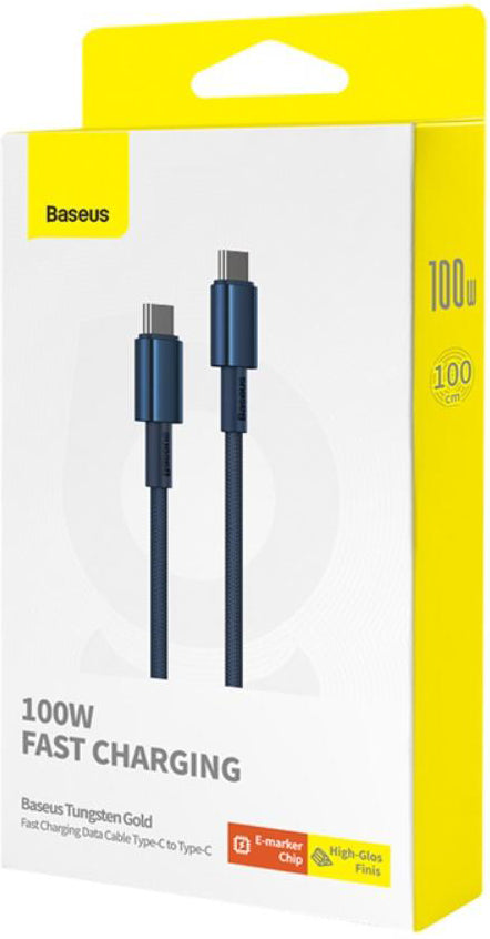 USB-C til USB-C data- og ladekabel Baseus Tungsten Gold, 100W, 2m, Marineblå P10319800321-04