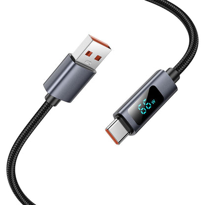USB-A til USB-C HOCO Display X112 data- og ladekabel, 100W, 1m, Svart